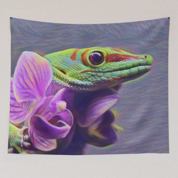 Item preview, Madagascar Day Gecko And Purple Orchids designed and sold by Heathermarie321.