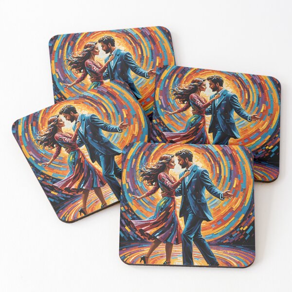 Item preview, Couple of brightly colored dancers designed and sold by Artbellachi.