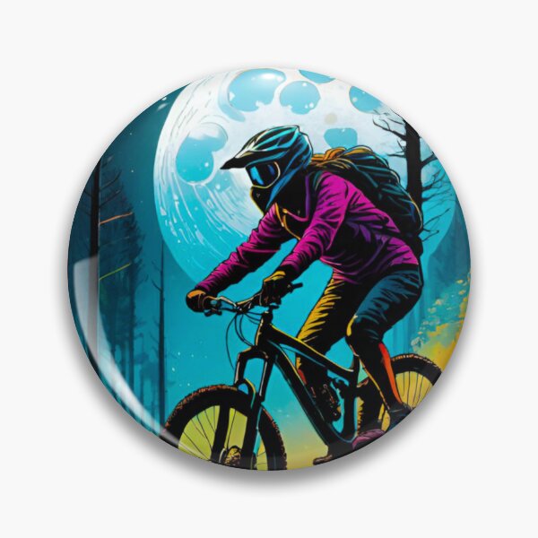 Item preview, MTB Rider Navigating Moonlit Trails designed and sold by GrizzlyCollective.