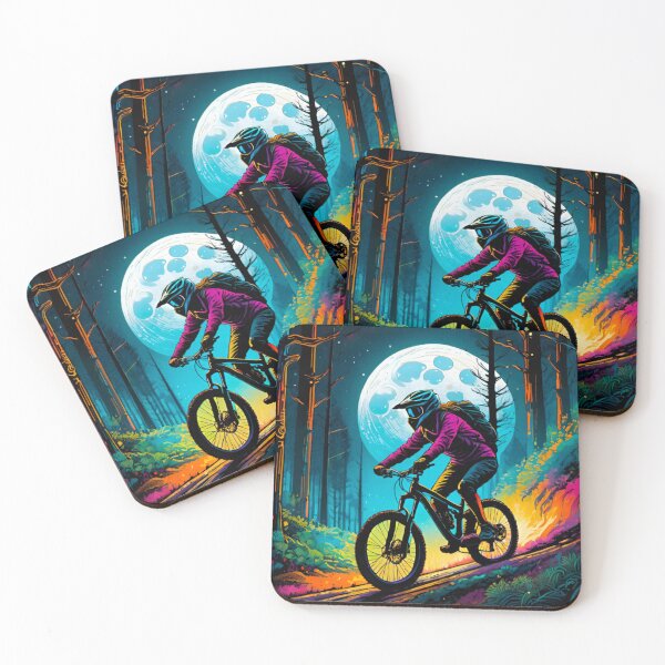 Item preview, MTB Rider Navigating Moonlit Trails designed and sold by GrizzlyCollective.