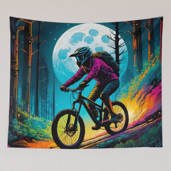 Item preview, MTB Rider Navigating Moonlit Trails designed and sold by GrizzlyCollective.