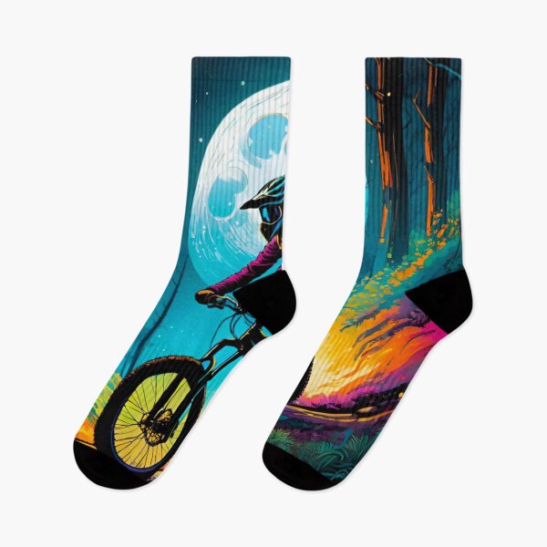 Item preview, MTB Rider Navigating Moonlit Trails designed and sold by GrizzlyCollective.