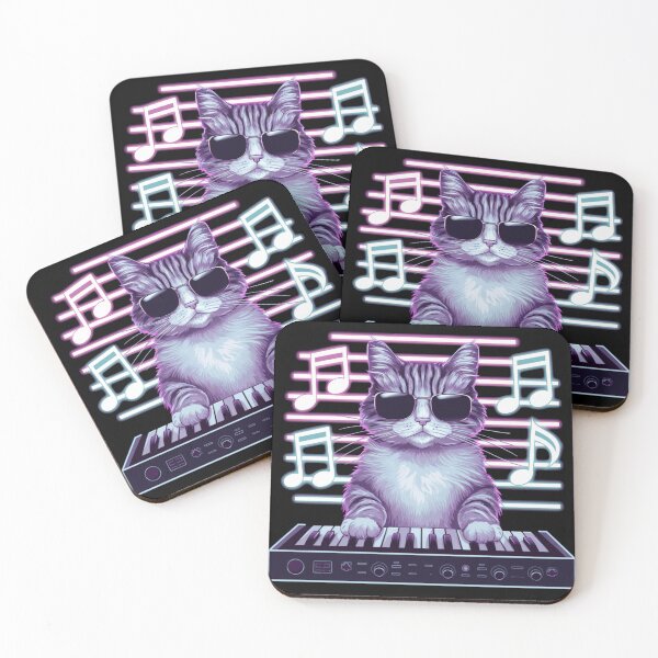 Item preview, Cat Synthesizer Neon Musical Notes designed and sold by kapsell.