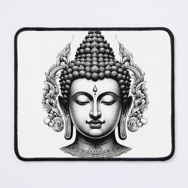 Item preview, Black and white Buddha Head Posters designed and sold by We-Ai-Art.