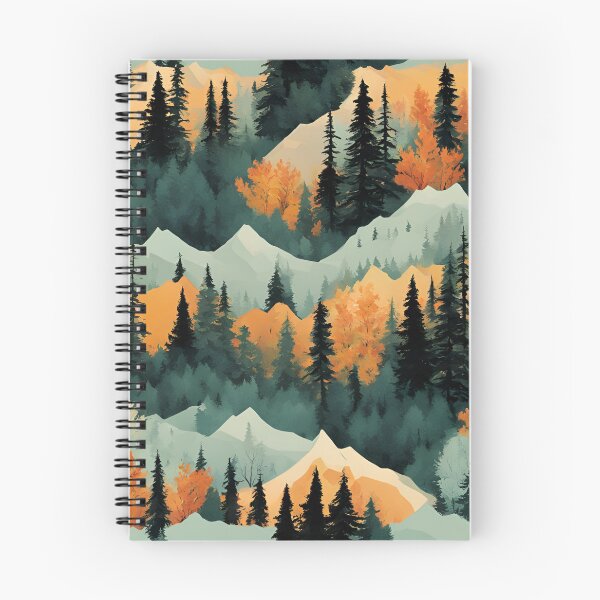 Item preview, Mountains With Trees Pattern Green Orange And Black designed and sold by SeaStarAlex.