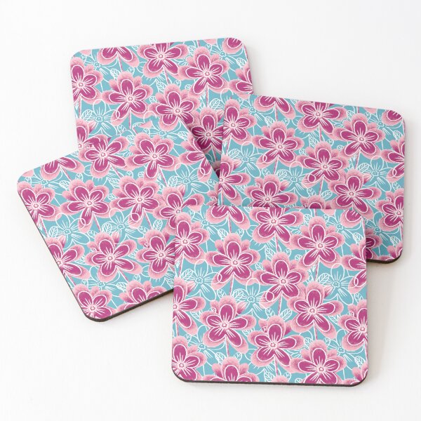 Item preview, Chalk flowers, pink on a light blue background designed and sold by Alex  Blud.
