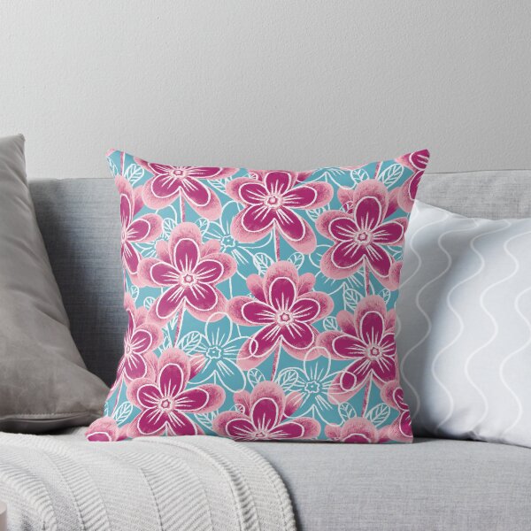 Item preview, Chalk flowers, pink on a light blue background designed and sold by Alex  Blud.