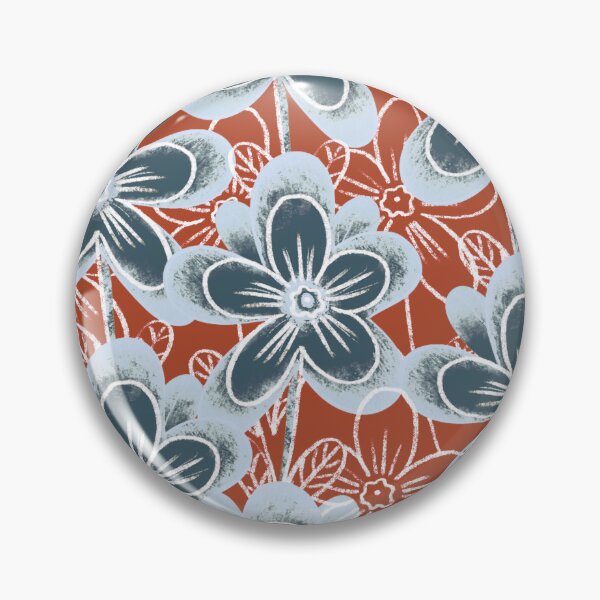 Item preview, Chalk flowers, gray on terracotta background designed and sold by Alex  Blud.