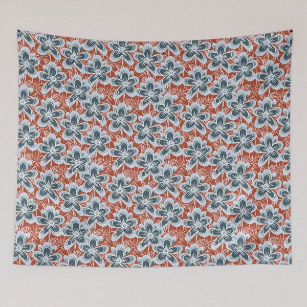 Item preview, Chalk flowers, gray on terracotta background designed and sold by Alex  Blud.