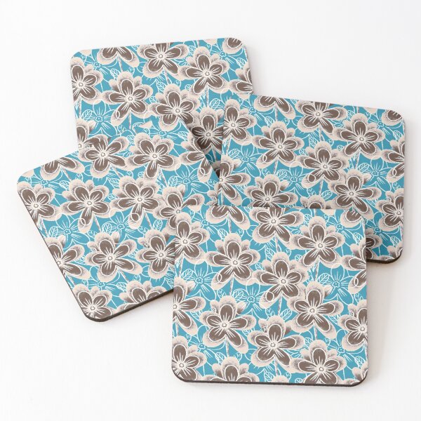 Item preview, Chalk flowers, brown on a light blue background designed and sold by Alex  Blud.