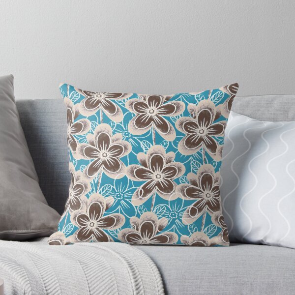 Item preview, Chalk flowers, brown on a light blue background designed and sold by Alex  Blud.