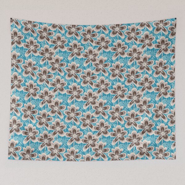 Item preview, Chalk flowers, brown on a light blue background designed and sold by Alex  Blud.