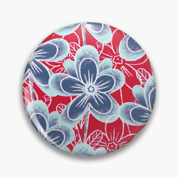 Item preview, Chalk flowers, blue on red background designed and sold by Alex  Blud.