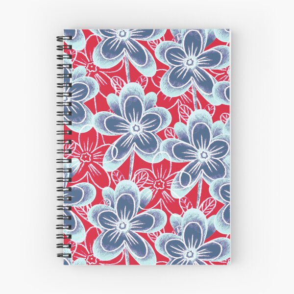 Item preview, Chalk flowers, blue on red background designed and sold by Alex  Blud.