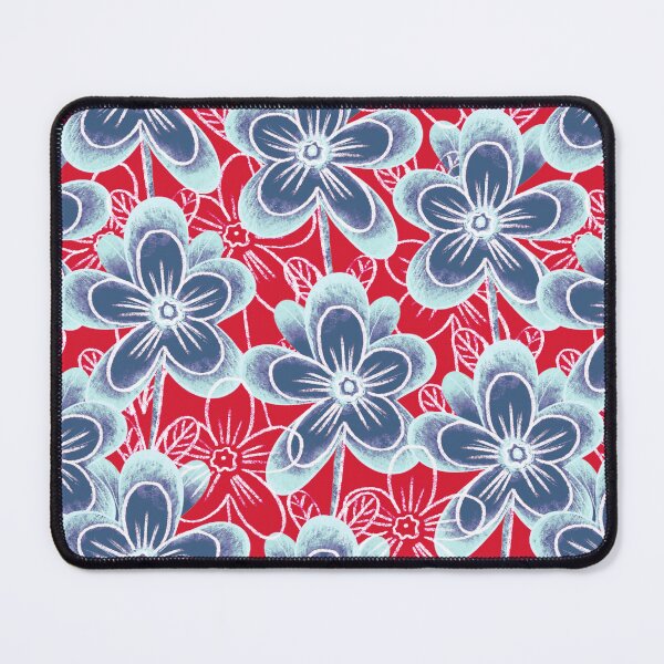 Item preview, Chalk flowers, blue on red background designed and sold by Alex  Blud.