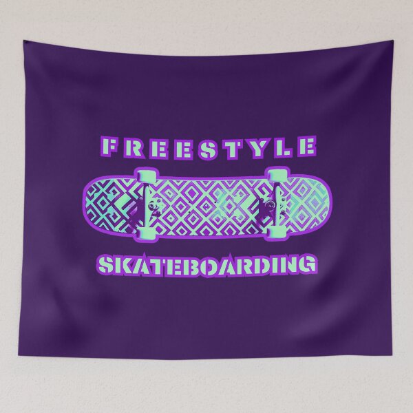 Item preview, Freestyle skateboarding, minty and purple graphics, patterned skateboard designed and sold by silent-violin.