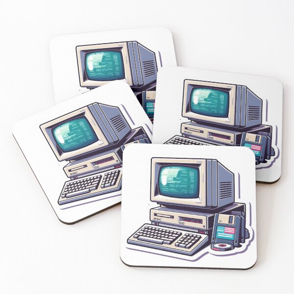 Item preview, Vintage Computer Sticker with Pixelated Screen and Floppy Disks designed and sold by SellG00Ds.