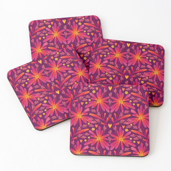 Item preview, Large daisies, pink on a dark lilac background designed and sold by Alex  Blud.
