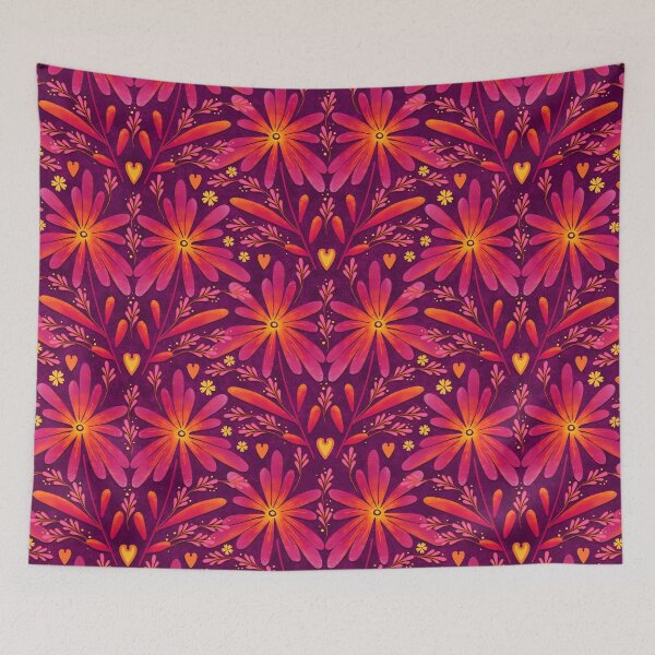 Item preview, Large daisies, pink on a dark lilac background designed and sold by Alex  Blud.