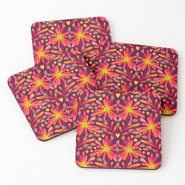 Item preview, Large daisies, Light red on a dark red background designed and sold by Alex  Blud.