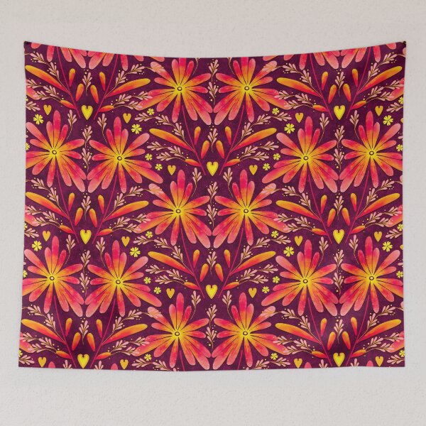 Item preview, Large daisies, Light red on a dark red background designed and sold by Alex  Blud.