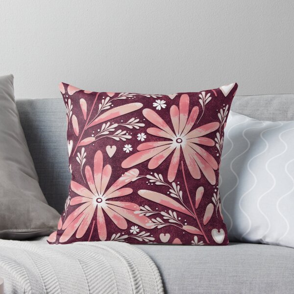 Item preview, Large daisies, Pink on burgundy background designed and sold by Alex  Blud.