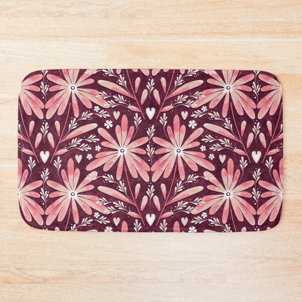 Item preview, Large daisies, Pink on burgundy background designed and sold by Alex  Blud.