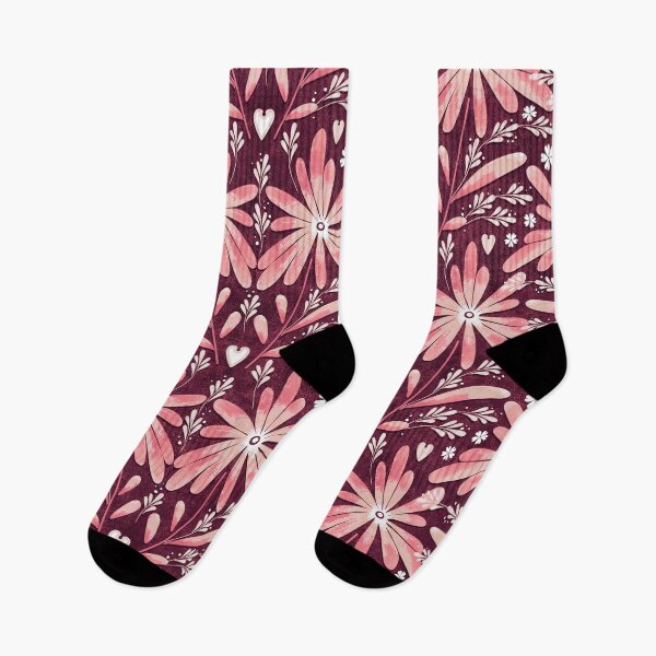 Item preview, Large daisies, Pink on burgundy background designed and sold by Alex  Blud.