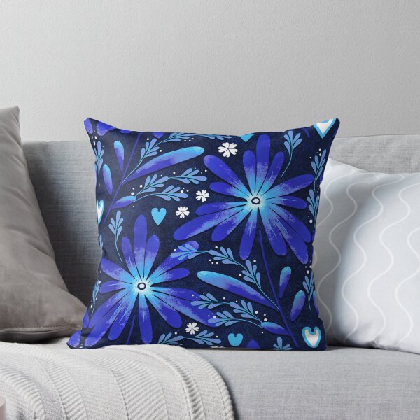 Item preview, Large daisies, Bright blue on a dark blue background designed and sold by Alex  Blud.