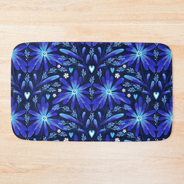 Item preview, Large daisies, Bright blue on a dark blue background designed and sold by Alex  Blud.