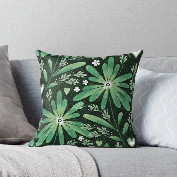 Item preview, Large daisies, Greens on a dark green background designed and sold by Alex  Blud.