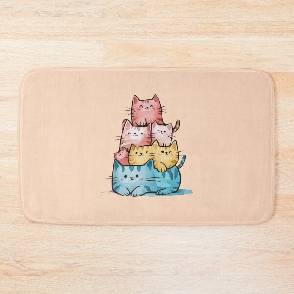 Item preview, a stack of cute smiling cats. designed and sold by 123ks.