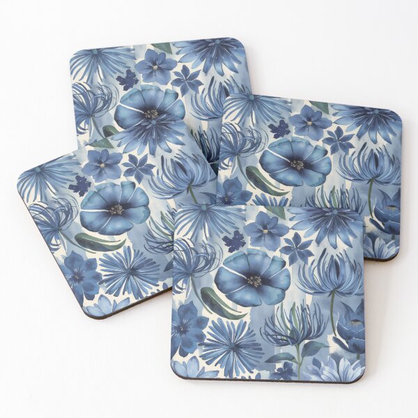 Item preview, Calming blue flower pattern, watercolor painting, all over designed and sold by patterncrow.