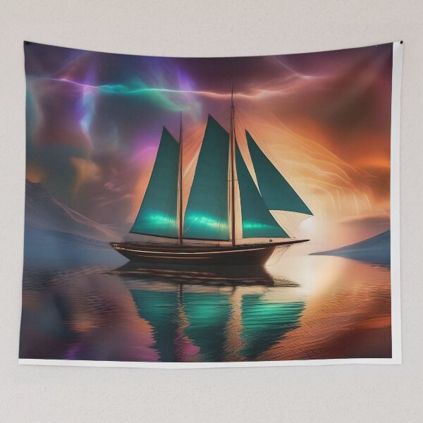 Item preview, Sailboat against the backdrop of the Northern Lights designed and sold by quasartphil.