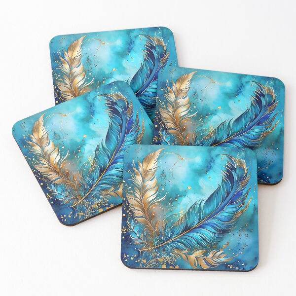 Item preview, Gold and Blue Feathers designed and sold by Tau Tia L Douglass.