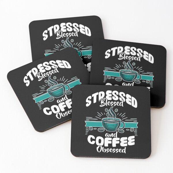 Item preview, Stressed Blessed and Coffee Obsessed Funny Barista designed and sold by Dressed For  Duty.