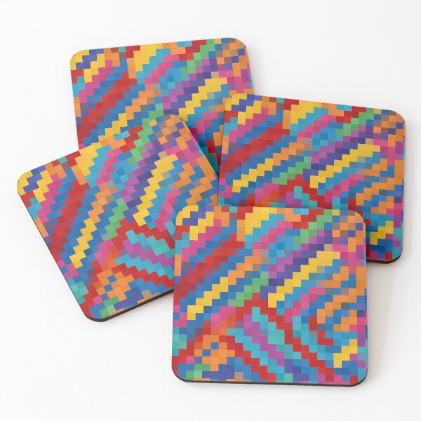 Item preview, Pixel rainbow colorful pattern zig zag square  designed and sold by cheekylorns.