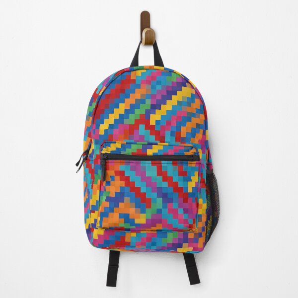 Item preview, Pixel rainbow colorful pattern zig zag square designed and sold by cheekylorns.