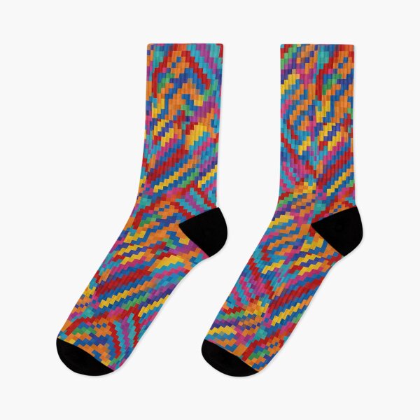 Item preview, Pixel rainbow colorful pattern zig zag square  designed and sold by cheekylorns.