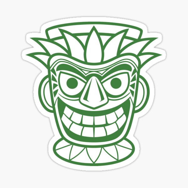 Item preview, Hawaii  Mask Design, Hawaiian Tropical Summer line art in retro vintage style designed and sold by HippoInkStudio.