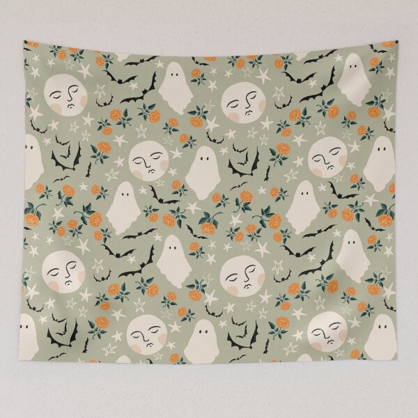 Item preview, Moon and stars with ghosts and bats for Halloween designed and sold by SJAPhoto.