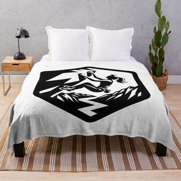 Item preview, Girl climbing a big rock silhouette design emblem designed and sold by Bouldershop.