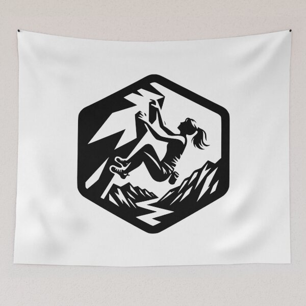 Item preview, Girl climbing a big rock silhouette design emblem designed and sold by Bouldershop.