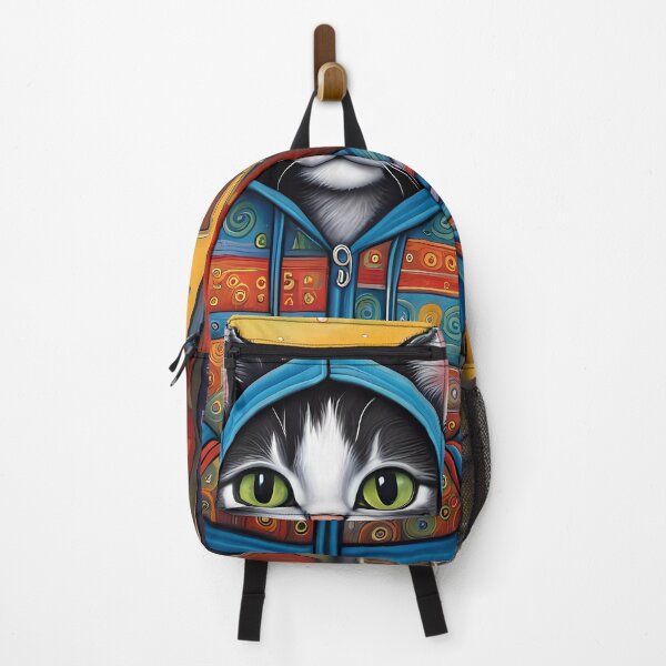 Item preview, Folk Art apprehensive Kitten wearing a hoodie in a big city back alley designed and sold by Colin Bentham.