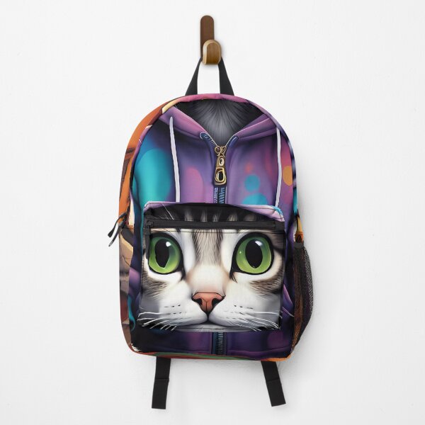 Item preview, Folk Art apprehensive Kitten wearing a hoodie in a big city back alley designed and sold by Colin Bentham.