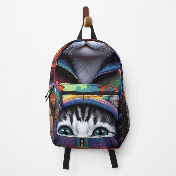 Item preview, Folk Art apprehensive Kitten wearing a hoodie in a big city back alley designed and sold by Colin Bentham.