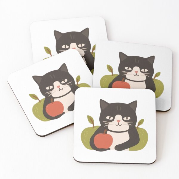 Item preview, Cute chubby funny kitty apple lover. designed and sold by SaraSumi.