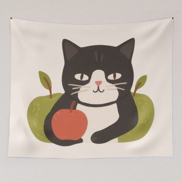Item preview, Cute chubby funny kitty apple lover. designed and sold by SaraSumi.