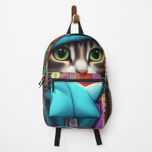Item preview, Folk Art apprehensive Kitten wearing a hoodie in a big city back alley designed and sold by Colin Bentham.