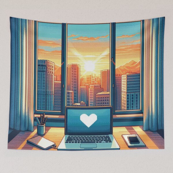 Item preview, Pixelart style city landscape V2 designed and sold by MemeMelodies.